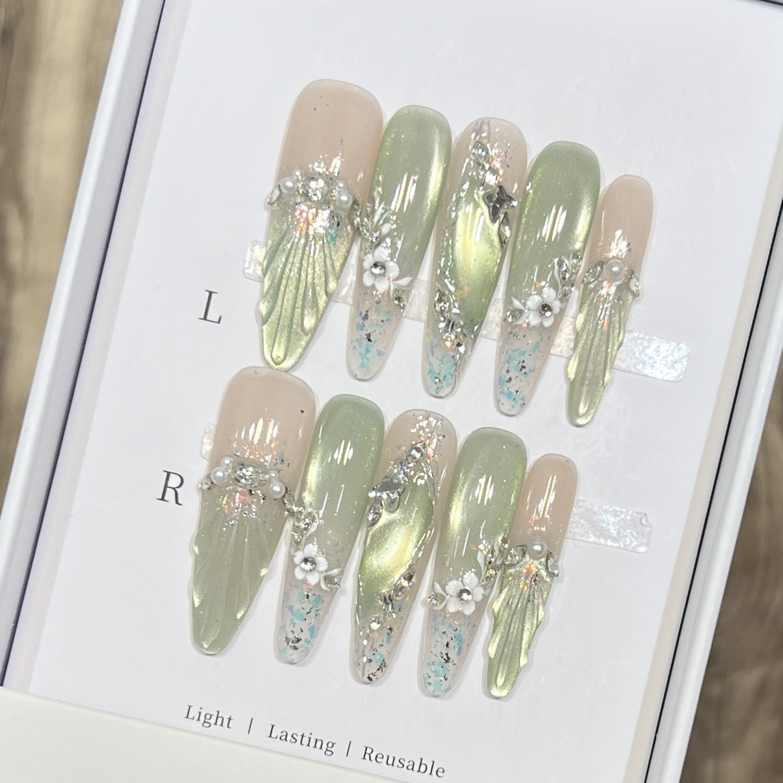 Nail Art Y2K - 10pcs Long Almond Fake Nails Tips