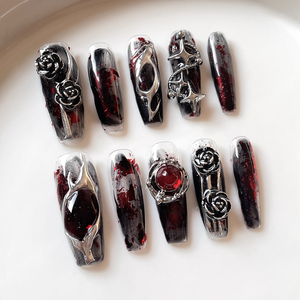 Nail Art Y2K - Handmade Halloween Press on Nails Long