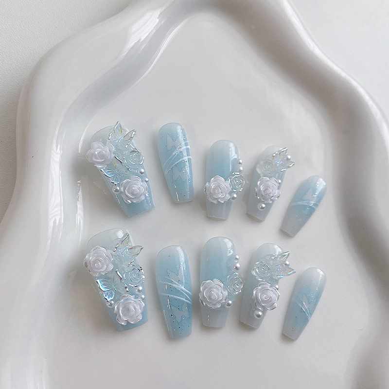 Nail Art Y2K - 10 Pieces of Handmade Coffin Shaped