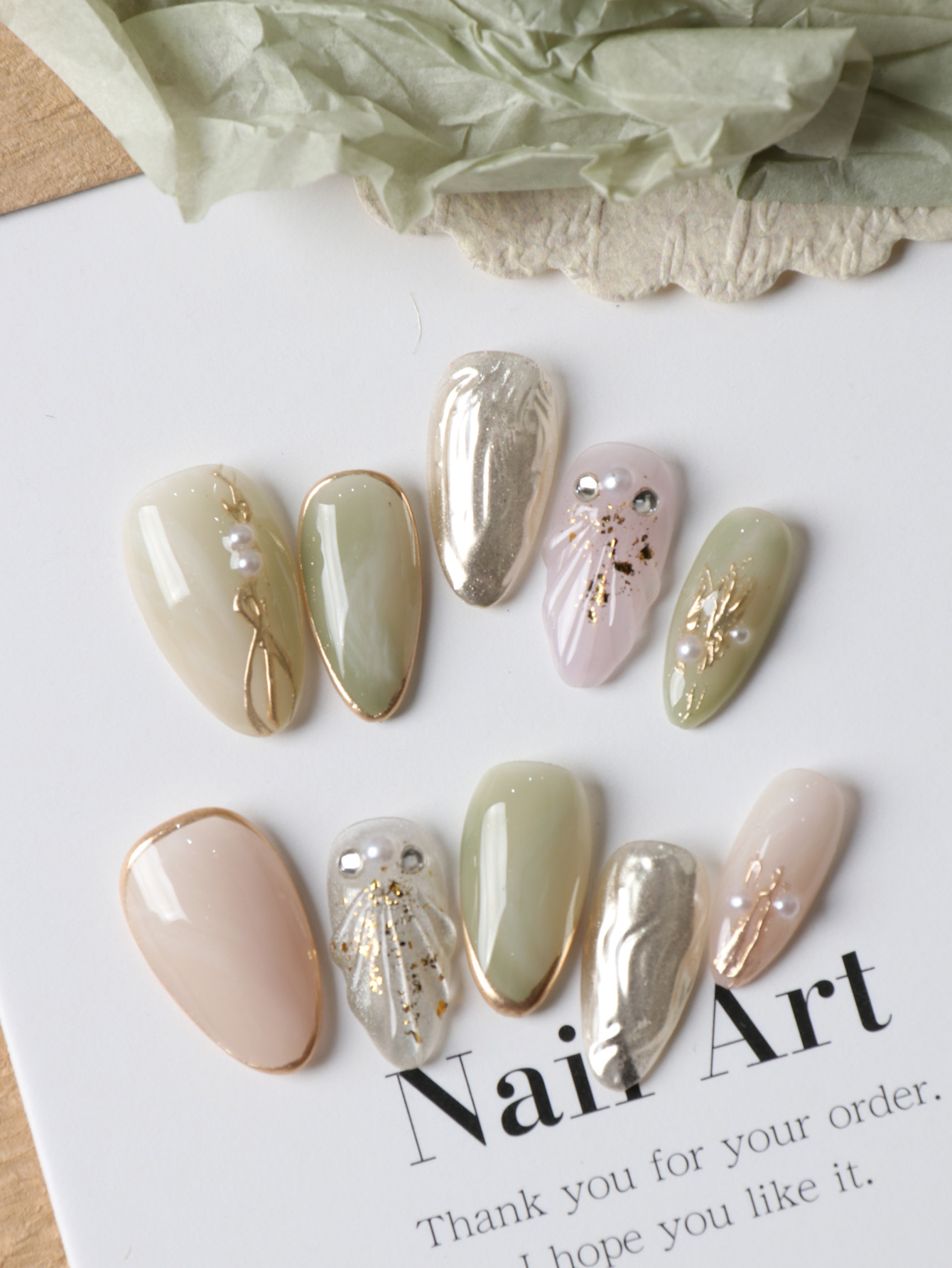 10Pcs Acrylic Press on Nails G - Nail Adhesive Tab ulasan dan harga
