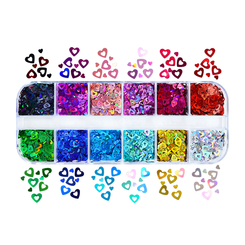 Holographic Love Heart Nail Ar - Nail Art Valentine ulasan dan harga
