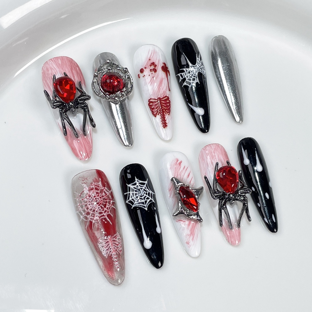 Handmade Halloween Press on Na - Nail Art Y2K ulasan dan harga