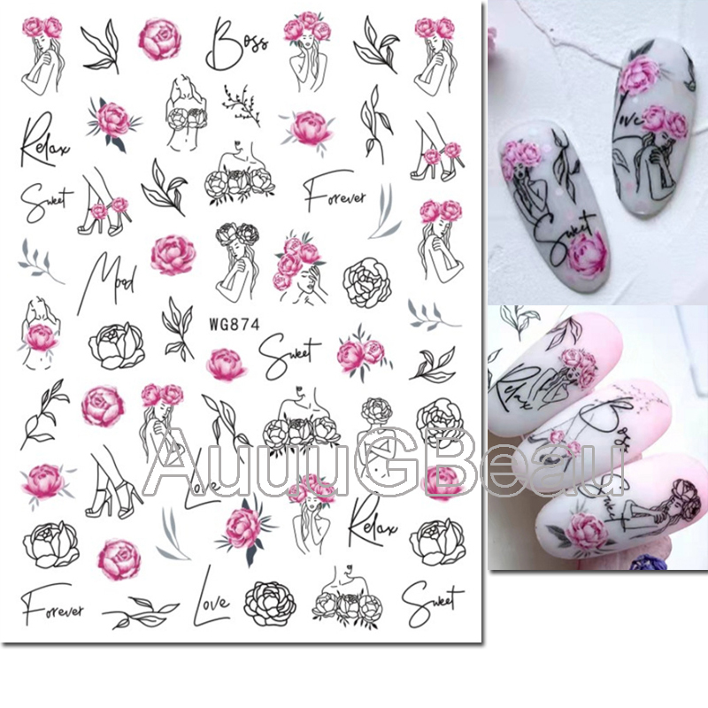 3d Nail Art Decals Valentine G - Nail Art Valentine ulasan dan harga