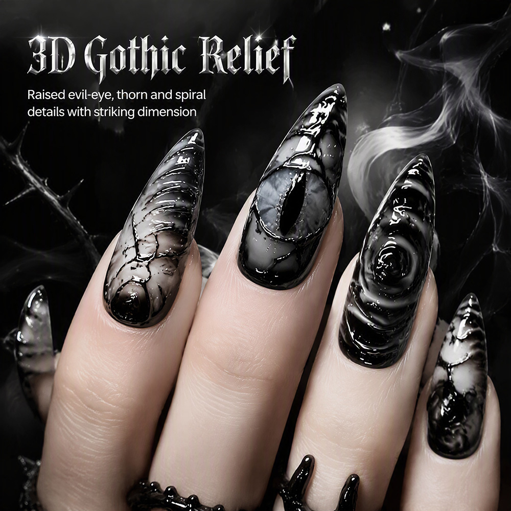 Stiletto Gothic Press On Nails - Nail Art Y2K ulasan dan harga