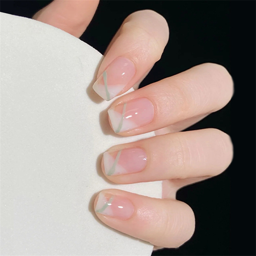 24Ps/Set Green Lattice Acrylic - Nail Art Y2K ulasan dan harga