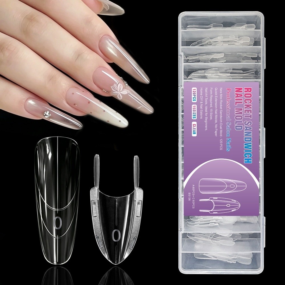 120pcs Rocket Shape Sandwich D - Nail Art Y2K ulasan dan harga