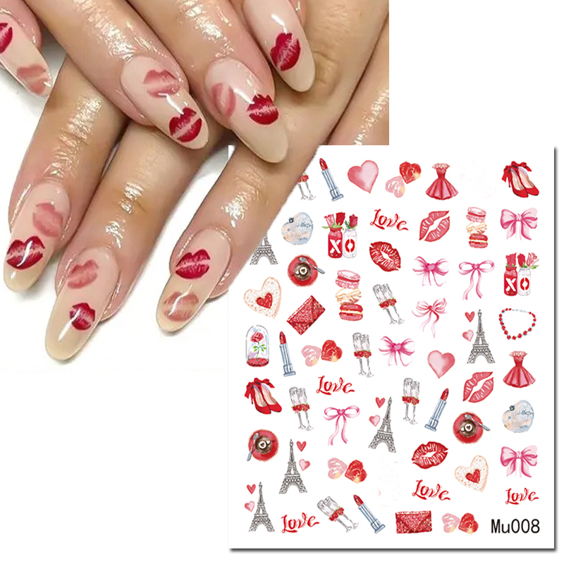 3d Nail Art Sliders Stickers V - Nail Art Valentine ulasan dan harga