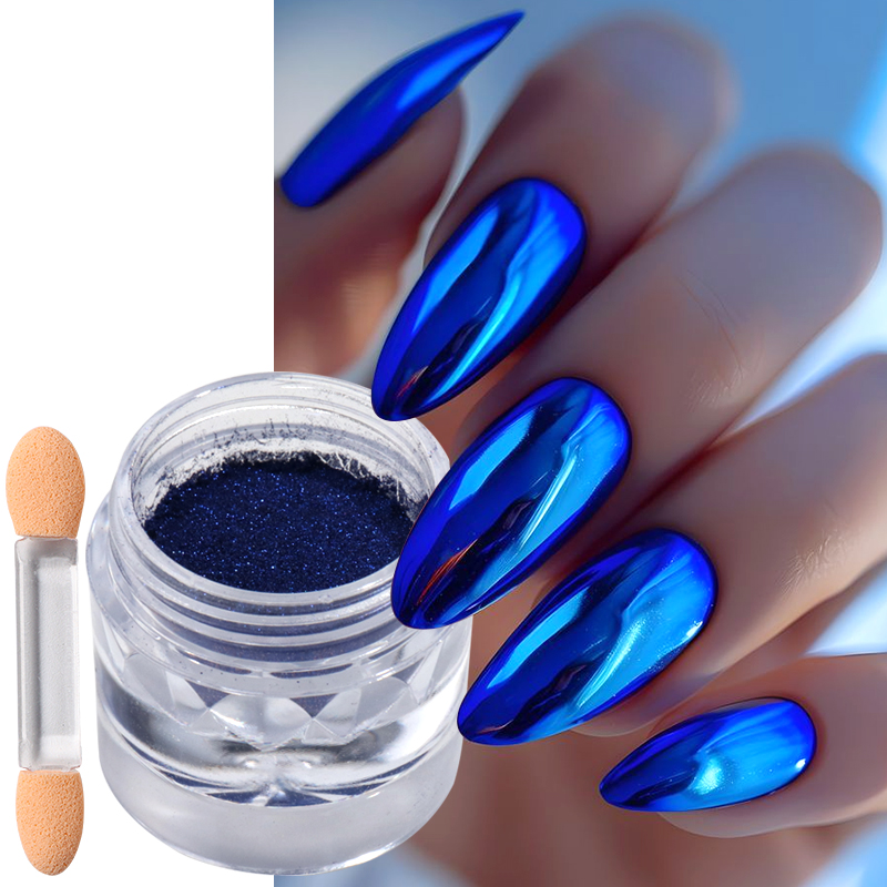Royal Blue Chrome Mirror Nail  - Nail Art Queen ulasan dan harga